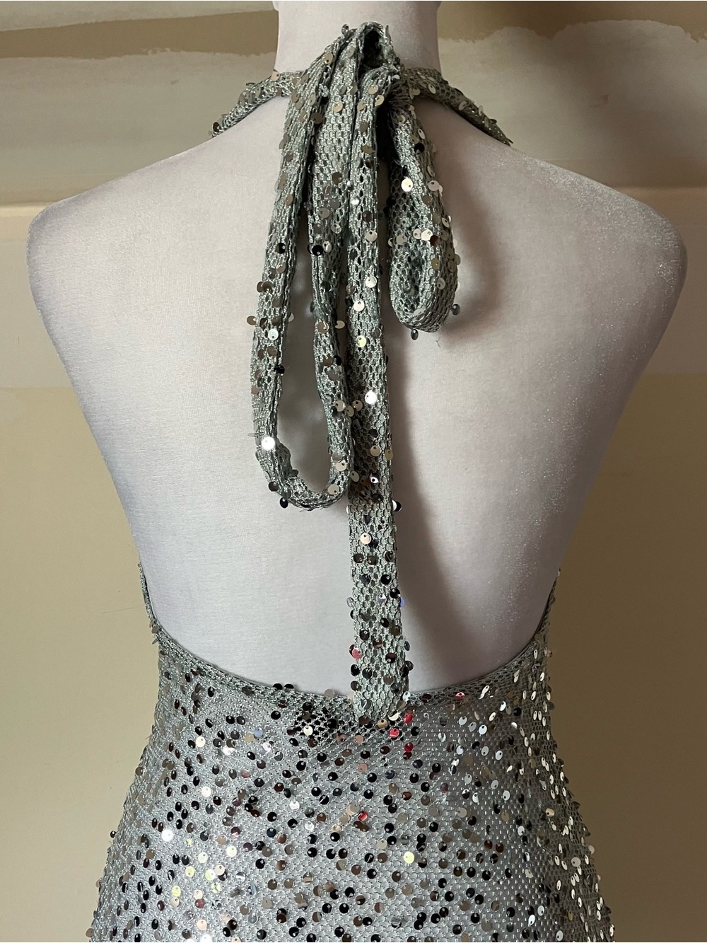 Babyboo Lorena Silver Lined Sequin Net Maxi Dress size Small - Picture 11 of 11